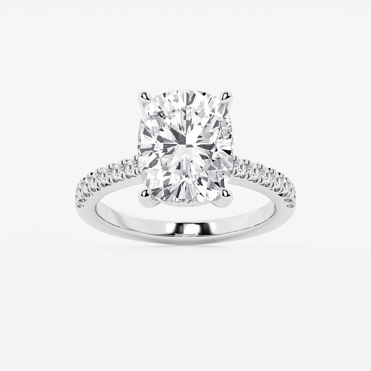 5 1/3 ctw Elongated Cushion Lab Grown Diamond Hidden Halo Engagement Ring